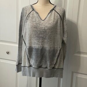 GreenTea Gray Burnout Sweatshirt with kangaroo pocket, XL